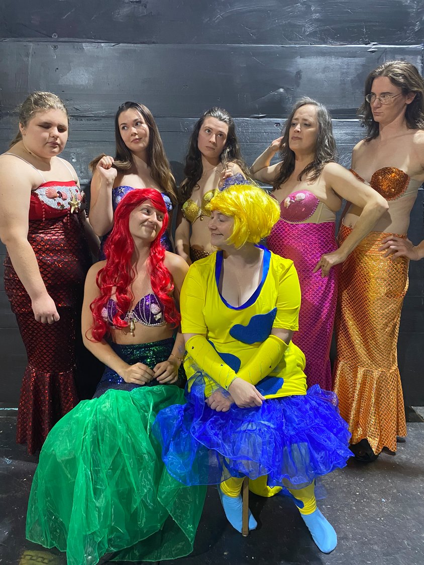 Hanging out undersea, the mer-sisters in the SCDW's latest production, "The Little Mermaid," pose for a rehearsal photo. Pictured, standing, are Julia Wysakinska, left; Megan Langland; Allie Porter; Melissa McTague and Melissa Fleckenstein. Seated are Mekayla Rayne (Ariel), left and Amber Schmidt (Flounder).